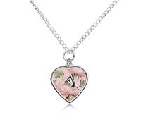 FekiLoot Ribbon Butterfly on Peony Urn Necklaces for Ashes Personalized Human Pet Cremation Jewelry Keepsake Locket Heart Pendant with Filling Kit Memorial Gift for Dog Cat Lover Women Men