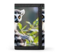 FekiLoot Ringtailed Lemur Trifold Wallet Slim Credit Card Holder Stylish Trifold Billfold Minimalist Front Pocket Friendly Purses