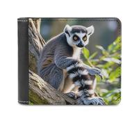 FekiLoot Ringtailed Lemur Wallet Large Capacity Slim Bifold Wallet with Multiple Card Slots PU Leather Men Purse