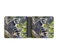 FekiLoot Ringtailed Lemur Wallet Slim Leather Bifold Wallet Extra Capacity Wallets with Multiple Card Slots Men Billfold