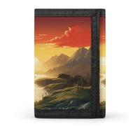 FekiLoot Rising Sun Wallet Compact Blocking Trifold Wallets with Zipper Minimalist Purse Wallet Credit Card Holder