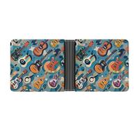 FekiLoot Rock Music Pattern Leather Wallet Mens Bifold Wallets Travel Cash Credit Card Holder Womens Minimalist Purse