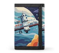 FekiLoot Rocket Clipart Space Ship Wallet Portable Tri Fold Wallet with Zipper Coin Purse for Women Credit Car