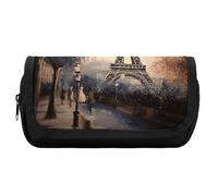 FekiLoot Romantic Paris Eiffel Tower Pencil Case Portable Zipper Large Capacity Pencil Bag Handheld Multi Function Portable Pencil Pouch Organizer for Family Office Supplies