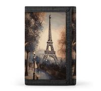 FekiLoot Romantic Paris Eiffel Tower Wallets Exquisite Trifold Wallet Front Pocket Wallet with Zipper Keychain Coin Purse Credit Card Holder for Adult