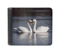 FekiLoot Romantic White Swan Wallet Large Capacity Slim Bifold Wallet with Multiple Card Slots PU Leather Men Purse