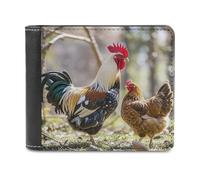 FekiLoot Rooster And Hen Wallet Large Capacity Slim Bifold Wallet with Multiple Card Slots PU Leather Men Purse