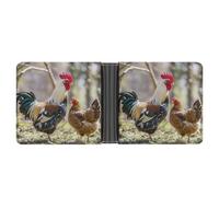 FekiLoot Rooster And Hen Wallet Slim PU Bifold Design Wallet with Multiple Card Slots Wallets Extra Capacity Pocket Wallets