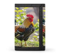 FekiLoot Rooster And Hen Wallet Slim Trifold Wallets with Multiple Card Slots Credit Card Holder Pocket Coin Purse