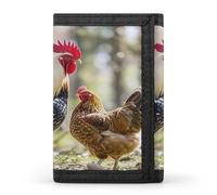FekiLoot Rooster And Hen Wallet Slim Trifold Wallets with Multiple Card Slots Credit Card Holder Pocket Coin Purse