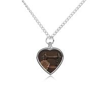 FekiLoot Rose And Sewing Machine Pet Cremation Jewelry Personalized for Man, Custom Dog Urn Necklaces for Ashes, Heart-Shaped Pendant Urn Necklaces for Cat Lover Woman, with Funnel Kit
