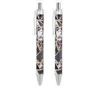 FekiLoot Rose Gold Marble Ballpoint Pens Retractable Black Ink Ballpoint Pens 0.5mm Medium Point Smooth Writing Pattern Pen with Super Soft Grip Cute Work Supplies for Men Women 2 PCS