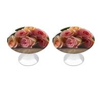 FekiLoot Roses Flower Cabinet Knobs for Kitchen Ornament, Round Zinc Decorative Drawer Pulls for Cabinets Trendy, Dresser Drawers Pulls Bathroom Dresser Knob with Screw