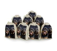 FekiLoot Rottweiler Wallpaper Bunches Pocket Cotton And Hemp with Drawstring, 8 Pieces Reusable Sachet Gift Bags Pouch, Portable Jewelry Pouch, Wedding DIY Craft Party