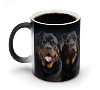 FekiLoot Rottweiler Wallpaper Color Changing Mugs Heat Sensitive Coffee Mug Novelty Ceramic Cup with Handle Magic Cups Temperature Changing Coffee Tumblers for Women Men Funny Gifts 11 Oz