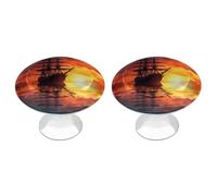 FekiLoot Round A Sailing Boat on The Water Cabinet Knobs and Pull 30mm Stainless Steel Drawer Hardware with Installation Screws Door Handle 2 Pack for Kitchen Furniture Dresser Cupboard