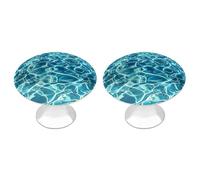 FekiLoot Round Blue Aqua Pool Water Cabinet Knobs and Pull 30mm Stainless Steel Drawer Hardware with Installation Screws Door Handle 2 Pack for Kitchen Furniture Dresser Cupboard