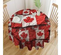 FekiLoot Round Canadian Flag Tablecloth Washable Decorative Table Cloth Cover Spring Polyester Fabric Tablecloths Stain Resistant for Outdoor Dining Party Wedding Picnic 70x70in