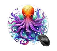 FekiLoot Round Colorful Octopus Mouse Pad Non-slip Rubber Base Cute Small Mousepad Circular Gaming Mouse Mat Men Women 7.8 X 7.8 Inch Portable Waterproof for Office Laptop Home