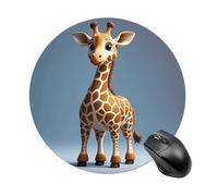 FekiLoot Round Giraffe Mouse Pad Non-slip Rubber Base Cute Small Mousepad Circular Gaming Mouse Mat Men Women 7.8 X 7.8 Inch Portable Waterproof for Office Laptop Home