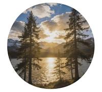 FekiLoot Round Gold Falling Between The Trees Seat Cushion 15.3 Inch Diameter Soft Circle Chair Pad for Home Kitchen Portable Floor Cushions with Removable Cover for Garden Patio