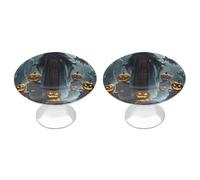 FekiLoot Round Grim Reaper Cabinet Knobs and Pull 30mm Stainless Steel Drawer Hardware with Installation Screws Door Handle 2 Pack for Kitchen Furniture Dresser Cupboard