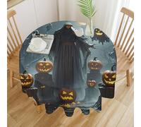 FekiLoot Round Grim Reaper Tablecloth Washable Decorative Table Cloth Cover Spring Polyester Fabric Tablecloths Stain Resistant for Outdoor Dining Party Wedding Picnic 60x60in