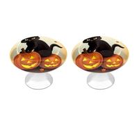 FekiLoot Round Halloween Black Cats Pumpkin Cabinet Knobs and Pull 30mm Stainless Steel Drawer Hardware with Installation Screws Door Handle 2 Pack for Kitchen Furniture Dresser Cupboard