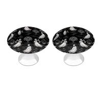 FekiLoot Round Halloween Goth Cabinet Knobs and Pull 30mm Stainless Steel Drawer Hardware with Installation Screws Door Handle 2 Pack for Kitchen Furniture Dresser Cupboard