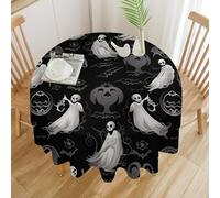 FekiLoot Round Halloween Goth Tablecloth Washable Decorative Table Cloth Cover Spring Polyester Fabric Tablecloths Stain Resistant for Outdoor Dining Party Wedding Picnic 70x70in