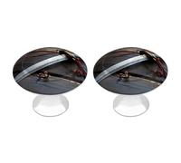 FekiLoot Round Japan Samurai Sword Cabinet Knobs and Pull 30mm Stainless Steel Drawer Hardware with Installation Screws Door Handle 2 Pack for Kitchen Furniture Dresser Cupboard
