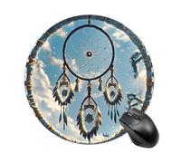 FekiLoot Round Native American Dream Catcher Mouse Pad Non-slip Rubber Base Cute Small Mousepad Circular Gaming Mouse Mat Men Women 7.8 X 7.8 Inch Portable Waterproof for Office Laptop Home
