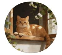 FekiLoot Round Orange Light by The Window Seat Cushion 15.3 Inch Diameter Soft Circle Chair Pad for Home Kitchen Portable Floor Cushions with Removable Cover for Garden Patio
