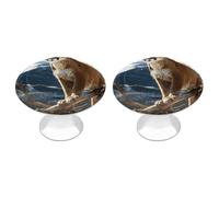 FekiLoot Round Panther Mountain Lion Cabinet Knobs and Pull 30mm Stainless Steel Drawer Hardware with Installation Screws Door Handle 2 Pack for Kitchen Furniture Dresser Cupboard
