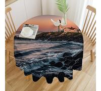 FekiLoot Round Portland River Lighthouse Sunrise Tablecloth Washable Decorative Table Cloth Cover Spring Polyester Fabric Tablecloths Stain Resistant for Outdoor Dining Party Wedding Picnic 60x60in