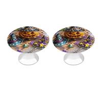 FekiLoot Round Pumpkin Halloween Cabinet Knobs and Pull 30mm Stainless Steel Drawer Hardware with Installation Screws Door Handle 2 Pack for Kitchen Furniture Dresser Cupboard