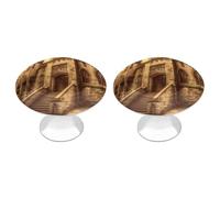 FekiLoot Round Stainless Steel Cabinet Knobs with Screws, 2 Pack - Modern Cupboard Door Knobs, Exquisite Vintage Medieval Castle Drawer Pull Handles for Kitchen Closet Dresser Door Hardware