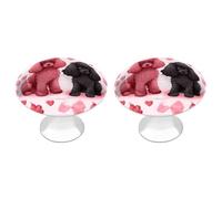 FekiLoot Round Stainless Steel Cabinet Knobs with Screws, 2 Pack - Modern Cupboard Door Knobs, Exquisite Pink Poodles Dogs Drawer Pull Handles for Kitchen Closet Dresser Door Hardware