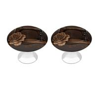 FekiLoot Round Stainless Steel Cabinet Knobs with Screws, 2 Pack - Modern Cupboard Door Knobs, Exquisite Rose and Sewing Machine Drawer Pull Handles for Kitchen Closet Dresser Door Hardware