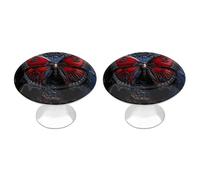 FekiLoot Round Stainless Steel Cabinet Knobs with Screws, 2 Pack - Modern Cupboard Door Knobs, Exquisite Red Butterfly Drawer Pull Handles for Kitchen Closet Dresser Door Hardware