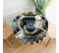 FekiLoot Round The Silent Monkey Tablecloth Decorative Fabric Table Cover Polyester Table Cloth Waterproof Circle Table Cloth Washable Wipeable Tablecloths for Indoor Outdoor