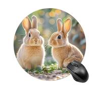FekiLoot Round Two Little Cute Rabbits Mouse Pad Non-slip Rubber Base Cute Small Mousepad Circular Gaming Mouse Mat Men Women 7.8 X 7.8 Inch Portable Waterproof for Office Laptop Home