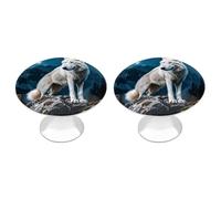 FekiLoot Round Wolf in The Misty Cabinet Knobs and Pull 30mm Stainless Steel Drawer Hardware with Installation Screws Door Handle 2 Pack for Kitchen Furniture Dresser Cupboard