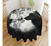 FekiLoot Round Wolves Under The Moon Tablecloth Washable Decorative Table Cloth Cover Spring Polyester Fabric Tablecloths Stain Resistant for Outdoor Dining Party Wedding Picnic 70x70in