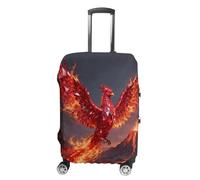 FekiLoot Ruby Phoenix Flame Travel Luggage Cover Stretchable Airplane Suitcase Protector Sleeve Universal Washable Fit for 19-32 Inch Checked Baggage,Water Resistant Durable Luggage Protector, white