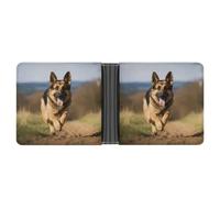 FekiLoot Running German Shepherd Dog Wallet Slim Leather Bifold Wallet Extra Capacity Wallets with Multiple Card Slots Men Billfold