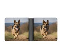 FekiLoot Running German Shepherd Dog Wallet Slim PU Bifold Design Wallet with Multiple Card Slots Wallets Extra Capacity Pocket Wallets