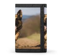 FekiLoot Running German Shepherd Dog Wallet Slim Trifold Wallets with Multiple Card Slots Credit Card Holder Pocket Coin Purse