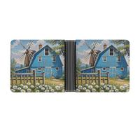 FekiLoot Rural Blue Valley Warehouse Wallet Slim PU Bifold Design Wallet with Multiple Card Slots Wallets Extra Capacity Pocket Wallets