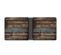 FekiLoot Rustic Old Barn Wood Leather Wallet Double-Sided Different Images Bifold Wallet Ultra Strong Stitching Slim Wallets